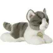 Aurora Pluche kat/poes knuffel - grijs/wit - 20 cm - kinder dieren speelgoed knuffels - Katten - Knuffel huisdieren