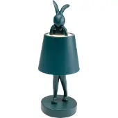 Kare design LED-batterijlamp Animal Rabbit, petrol, IP54, 29 cm dimbaar, blauw, Woon-/ Eetkamer, Kunststof, Design
