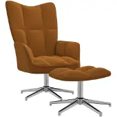 vidaXL Relaxstoel met voetenbank fluweel bruin