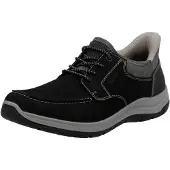 Rieker heren veterschoen van leer met zachte, uitneembare binnenzolen, model 03656, maat: 44 EU, kleur: zwart