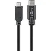 Goobay USB-C - Micro USB kabel | USB2.0 | 2,5W | zwart | 1 meter