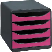 Exacompta Ladebox Big Box Iderama frambooskleurig, 4 open laden, A4/A4+/24x32 cm, geruisloos, veiligheidsstop