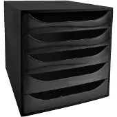 Exacompta ECOBOX ladebox zwart, 5 open laden voor A4/A4+, geruisloos uittrekbaar met veiligheidsstop, compact
