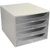 Exacompta ECOBOX ladebox 4 laden kristal, A4/A4+, open front, stil, veiligheidsstop