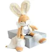 Doudou et Compagnie DC3485 KONIJN SUGAR wit - Knuffel met deken, beige