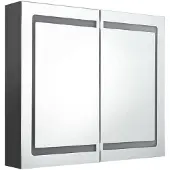 vidaXL LED-spiegelschaaf voor de badkamer, grijs, 80x12x68 cm