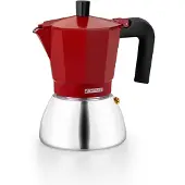 Monix M863106, Moka-kan, 0,37 liter, Rood, Aluminium, Roestvrij staal, Geschikt voor 6 kopjes, Bakeliet