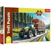 Trefl puzzel 100 stukjes - bos tractor - FSC Mix 70% - voertuigen.