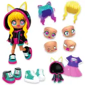 Bandai - Animakii Cyberpunk & Gamer - Aanpasbare poppenset - 1 pop, 4 gezichten, 2 kapsels, 2 outfits, 2 paar schoenen - creatief speelgoed 5+ jaar - HEA26350