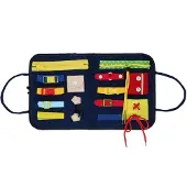 Eddy Toys Learning Cloth Buttons Speelkleed - Leren Knopen, Ritsen en Gespen Sluiten - Stimuleert Fijne Motoriek - Educatief Speelgoed - 21,5x26,5 cm - Meerkleurig