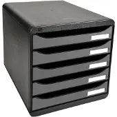 Exacompta Big Box Plus Metallic Zilver, 5 open laden A4/A4+/24x32, geruisloos, veiligheidsstop, stapelbaar