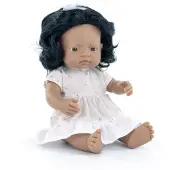 Miniland pop, educatief speelgoed, Latijns-Amerikaans meisje, 38 cm, vinyl