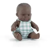 Miniland baby pop, Afrikaans jongetje, 21 cm, educatief speelgoed