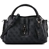 GUESS schoudertas handtas Yvonne Logo Girlfriend Satchel Coal Logo donkergrijs