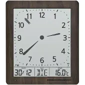 AMS funkwandklok, radio-gestuurde klok met analoge tijdweergave en digitale weergave van tijd, datum, dag van de week en temperatuur, 21x24x3 cm, 5893