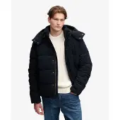 Superdry gewatteerde jas navy waterafstotend