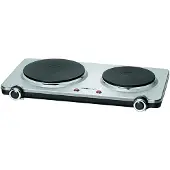 Clatronic RVS dubbele kookplaat | Kookplaat met 2 kookzones | 2500W | Elektrische kookplaat met "cool-touch" handgrepen | Kookzones met oververwarmingsbeveiliging | DKP 3668 E