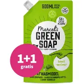Marcel's Green Soap 1+1 gratis: Afwasmiddel Basilicum & Vertivert Gras Navulling 500 ml