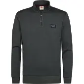 Petrol Industries - Heren Katoenen sweater met korte ritssluiting steelcore - Groen