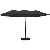 vidaXL Parasol dubbel dak met LED 449x265 cm zwart