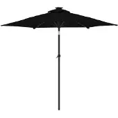 vidaXL Zonneparasol met LED-verlichting en stalen mast, zwart, 225x225x212 cm