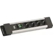 Bachmann CONNECTUS 4xCEE7/3 , 1xschakelaar 2,0 m CEE7/7 grijs
