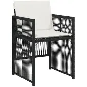 vidaXL 7-delige Tuinset met kussens poly rattan zwart