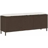 vidaXL Tuinbank met kussen, bruin, 110x30x40,5 cm, polyrotan