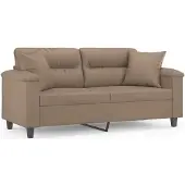 vidaXL Tweezitsbank met sierkussens 140 cm kunstleer cappuccinokleurig