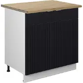 Vicco Keukenonderkast Fame-Line Zwart gestreept/Wit 80 cm goudkleurig eiken werkblad, Model 50742