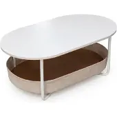 Relaxdays Ovaal salontafel met opbergruimte, beige-wit