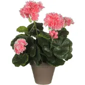 Mica Decorations Kunstplant - geranium - perzik - in pot - 34 cm - nepplanten