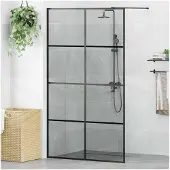 vidaXL Inloopdouchewand Zwart 115 x 195 cm gehard glas