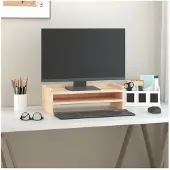 vidaXL Monitorstandaard 50x24x16 cm massief grenenhout wit