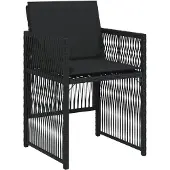 vidaXL 5-delige Tuinset met kussens poly rattan zwart