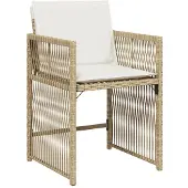 vidaXL 9-delige Tuinset met kussens poly rattan beige
