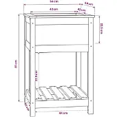 vidaXL Plantenbak met schap 54x54x81 cm massief grenenhout grijs