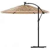 vidaXL Parasol met LED's en stalen paal 246x246x230 cm bruin