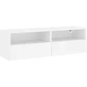 Yiwydaa Tv-wandmeubel 100x30x30 cm bewerkt hout wit