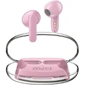 Awei Bluetooth 5.3 T85 oordopjes (Enctws) + oplaadstation, roze/lichtroze