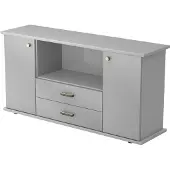 Hjh OFFICE PRO KAPA SB | Dressoir | met deuren + laden - Grijs/Zilver Sideboard Greeplijst kunststof