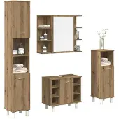 vidaXL 4-delige Badkamermeubelset bewerkt hout artisanaal eikenkleur