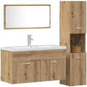 vidaXL 3-delige Badkamermeubelset bewerkt hout artisanaal eikenkleur