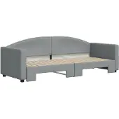 vidaXL Slaapbank met onderschuifbed 80x200 cm stof lichtgrijs