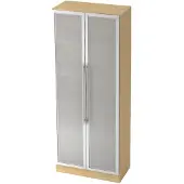 Hjh OFFICE PRO SIGNA G 7100G RE - Esdoorn/Zilver Hoogte van de map | 5 OH Kast met matglazen deuren Rail handvat (kunststof)
