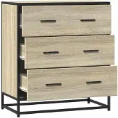 vidaXL Dressoir Sonoma-eikenhout, 68x35x76 cm, materiaal: houtvezel en metaal