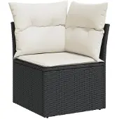 vidaXL 7-delige tuinmeubelset met kussens, zwart, polyrotan
