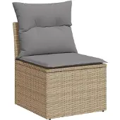 vidaXL 5-delige Loungeset met kussens poly rattan beige