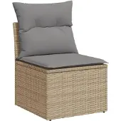 vidaXL 6-delige Loungeset met kussens poly rattan beige