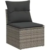 vidaXL 5-delige Loungeset met kussens poly rattan grijs
